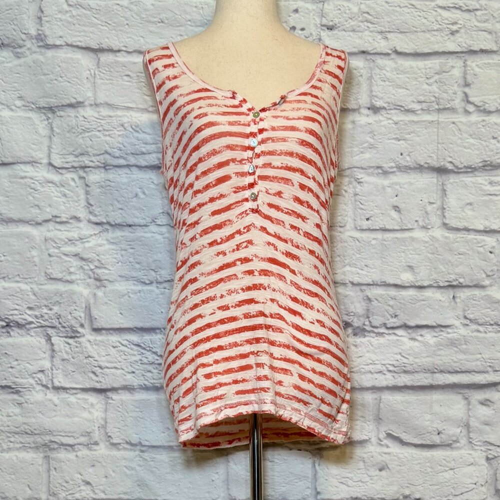 Allen Allen Red & Cream Striped Tank Top